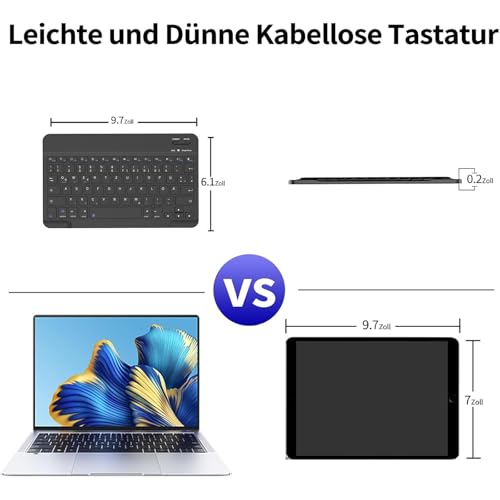 aoub Kabellose Bluetooth Tragbare Tastatur mit deutschem QWERTZ Layout – Ansicht 4