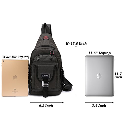 Nicgid Sling Bag Chest Shoulder Backpack Crossbody Bags For Ipad Tablet Outdoor Hiking Men Women (Black(Fits 11.6-Inch Laptop)) #TOP5