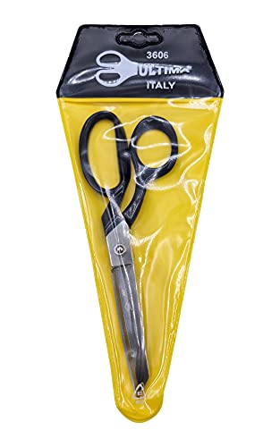 Ultima 6 Inch Bent Handle General Purpose Scissors – Drop Forged Carbon Steel Trimmer Sheers, Chrome Plated With Black Bent Handles, Made In Italy #TOP3