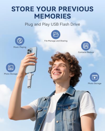 Image of MFi Certified Photo Stick 512GB USB 3.0 Flash Drive for iPhone, 4 in 1 External Thumb Drive for Picture Video Backup, High Speed Memory Stick Pen Drive for iPhone /iPad /Android /PC (Silver)