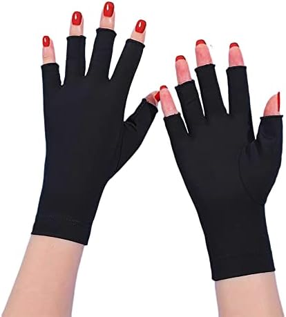 Cyhdddr UV Gloves for Nails, UV Protection Gloves Fingerless UV Light Gloves For Gel Nail Lamp Ice Silk Manicure Gloves