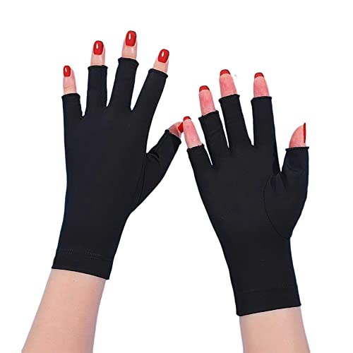 Cyhdddr Uv Gloves For Nails, Uv Protection Gloves Fingerless Uv Light Gloves For Gel Nail Lamp Ice Silk Manicure Gloves #TOP30