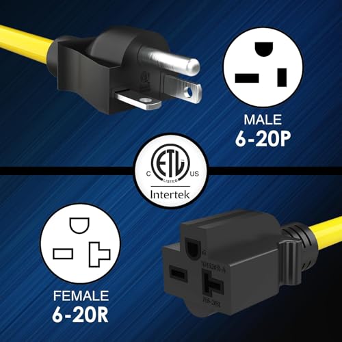 M1A2 NEMA 6-20 Extension Cord 6-20P to 6-20R [Also for 6-15R Adapter] Tesla Mobile EV Level 2 Charging Heavy Duty 220 Volts 20 Amp 25FT ETL Listed by M1A2 - Image 7