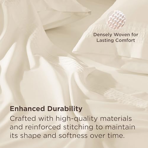 Image of Bedsure Deep Pocket King Sheet Set - Fits Mattresses Up to 21 Inches Thick - 4 Piece GentleSoft Bed Sheets, Moisture Wicking, Soft & Cooling Bedsheet & Pillowcases, Easy & Secure Fit, Ivory