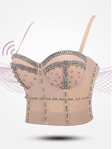 Dames lovertjes korset bruiloft top bh vest skin color-75D - Afbeelding 3