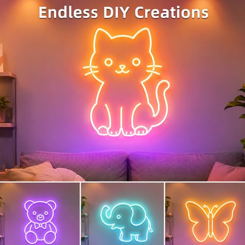 Image of segrass 16.4ft RGB LED neon Rope Lights LED neon Strip Lights Waterproof Flexible Neon LED Strip Lights,Led Lights for Bedroom