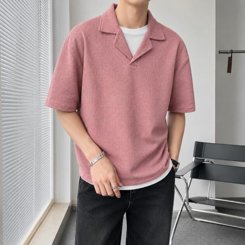 Image of Waffle (Cotton) Men t-Shirts Classic Short Sleeve Lightweight Summer Wear Casual Oversized t Shirt for Men