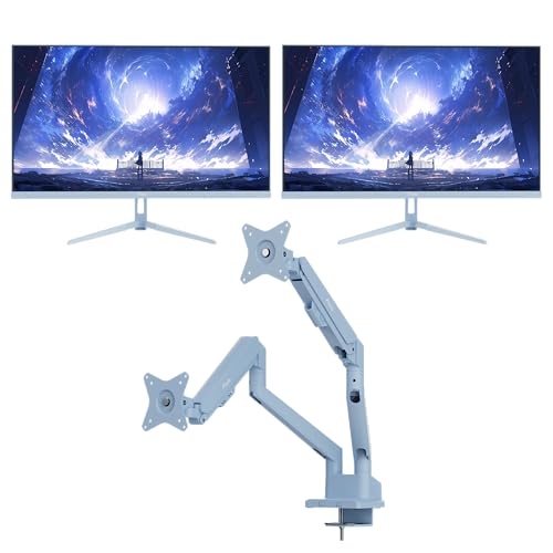 Image of Pixio Two PX275 Wave Blue 27 inch 100Hz Refresh Rate QHD 1440p Resolution IPS Panel 1ms MPRT Response Time Gaming Monitor and PS1D Wave Blue Dual Monitor Arm - Fits up to 32 inches and 19.8lbs