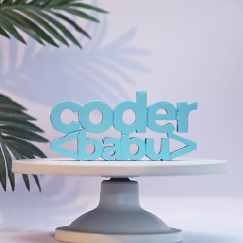 Image of NUKKAD TALES Coder Babu Blue Quirky Showpiece Decorative Items for Study Table for Students Decoration Items for Office Table Birthday Gift Items Gift for Coder for Techie (8 X 3.79 Inch)