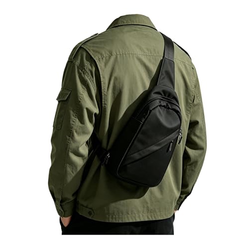 SEAFEW Small Black Sling Crossbody Bag for Men Women, Shoulder Daypack Mini Anti-Theft Cross Body Motorcycle Chest Bags, Small One Strap Fanny Back Pack for Casual Travel Hiking Sport Gym