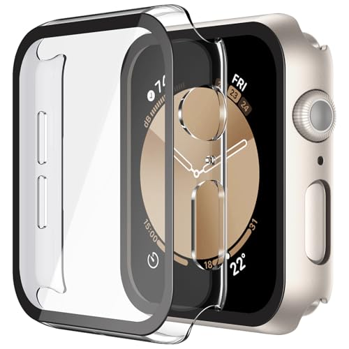 Recata 2 Pièces PC Protection Ecran en Verre Trempé Compatible avec Apple Watch SE3 SE2 SE Serie 6 Serie 5 Serie 4 40mm, Coque Anti-Chute Léger pour iWatch,...