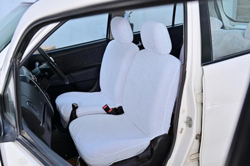 Atist Cotton car seat Cover for Swift New(Towel Type)(Cotton)(Elastic Fitting for Easy Installation) (White)