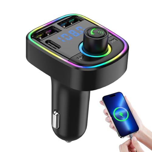 Transmisor FM para Coche - Adaptador de Audio Inalámbrico para Vehículo - Reproductor MP3 Ligero con Sonido Nítido para Viajes Diarios, Trayectos, Automóvil Y Camión