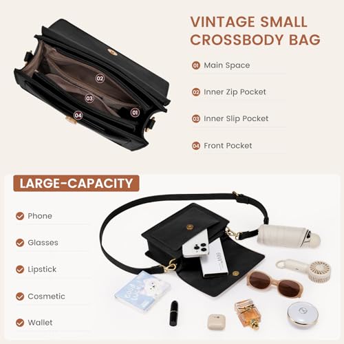 LOVEVOOK Crossbody Bags for Women,Vintage Leather Cross Body Purse,Trendy Designer Shoulder Handbags Cell Phone4