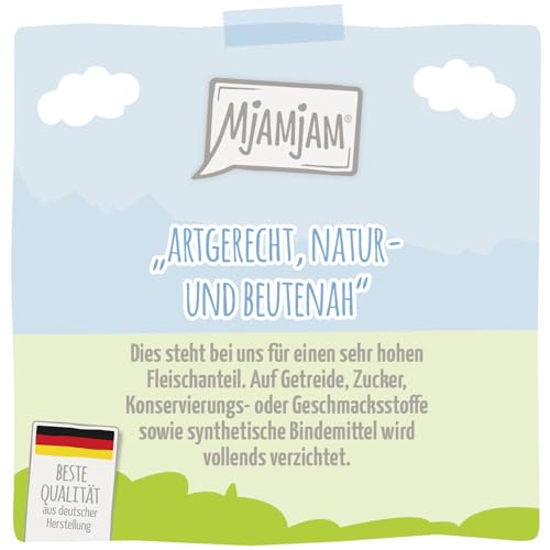 MjAMjAM - Premium Nassfutter für Katzen - Quetschie - zarte Ente & Geflügel an leckeren Möhrchen, 12er Pack (12 x 125 g), getreidefrei mit extra viel Fleisch