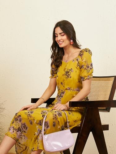 Image of Rare Women's Polyester Fit and Flare Maxi Casual Dress
