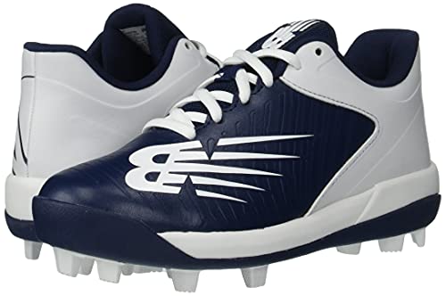 New Balance Boy's 4040 V6 Molded Baseball Shoe, Navy/White, 5 Big Kid #TOP6