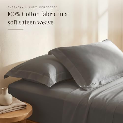 Image of Huesland Premium 100% Cotton Luxe Soft Touch 300 Thead Count Pillow Cover Set of 2 - Steel Grey