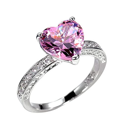 925 Sterling Silver Plated Cubic Zirconia Heart Promise Ring for Women