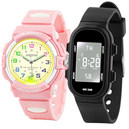 Juboos Kids Watch with Night Lights Boys Girls Waterproof Soft Strap Kids Time Teaching Wristwatch