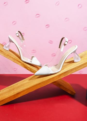 Image of TRYME Trendy Ravishing Transparent Close Toe Pointed Mules Style stilettos Heel Sandals For Women & Girls