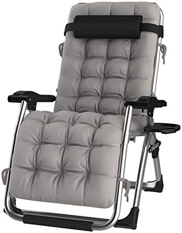 DQCHAIR Lehnender Schwerelosigkeits-Stuhl im Freien mit Getränkehalter, extrabreiter Verstellbarer Liegestuhl für Patio-Garten-Strand-Pool, mit Kissen-Unterstützung 200kg (Color :