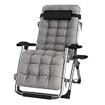 DQCHAIR Sun Loungers, Outdoor Reclining Zero Gravity Chair with Cup Holder, Extra Wide Adjustable Lounger Chair for Patio Garden Beach Pool, with Cushions Support 200kg (Color : Silver)