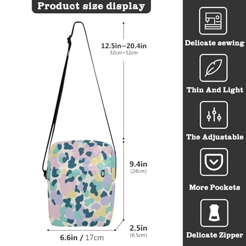 messenger bag cute cross body bag for woman Ladies Shoulder Handbags Adjustable Strap for School School- Color Blocks Print3