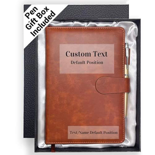 Personalized Notebook with Pen and Gift Box, Custom Text Leather Journal, Gifts for Women Men...