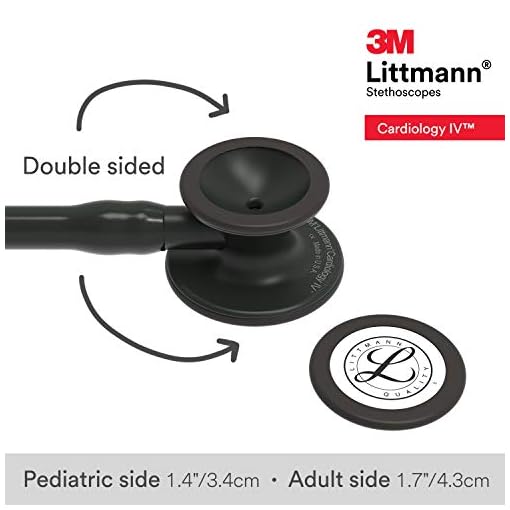 3M Littmann Cardiology IV Diagnostic Stethoscope, Black-Finish Chestpiece, Black Tube, Stem and Headset, 27 inch, 6163 - Image 4