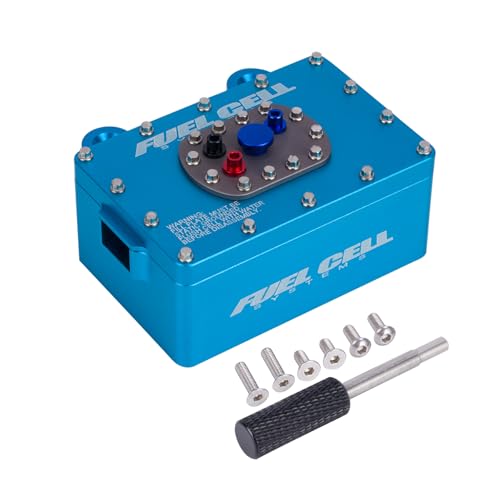 AMK 1/10 RC Crawler Fuel Cell Receiver, CNC Aluminum RC Cell Receiver, Simulated Fuel Tank for SCX10 PRO, Roll Cage, RR10 Capra, and Other RC Crawler Cars (Light Blue)