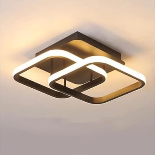 Image of SINOMAN Stylish LED Ceiling Lamp Dual Ring Sqaure Metal and Silicon Design, Surface Mount 3 in 1 Color Changing Perfect for Living Room, Dining Area, Bedroom and Home Decoration
