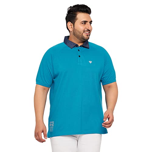 Image of Club York Men Cotton Blend Half Sleeve Polo Neck Solid Plus Size T-Shirts