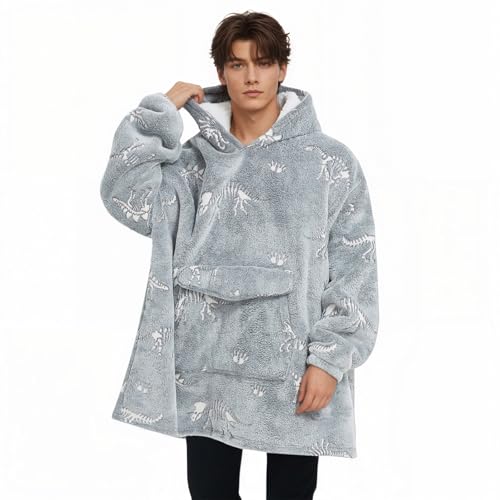 Fiosnow Glow in the Dark Dinosaur Fossil Blanket Hoodies for...