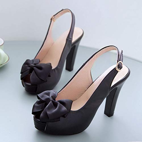 Caradise Womens High Heels Platform Slingback Peep Toe Pumps with Bow3