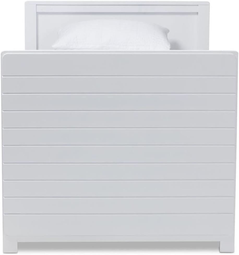 BOWERY HILL Wood Storage Daybed with Trundle, White Finish, 77.72 in x 41.97 in x 36.73 in, 3 Drawers, Horizontal Slatted Design, Modern Style for Bedroom, Guest Room or Children's Room