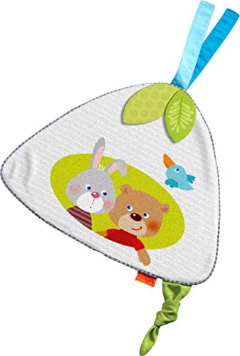 HABA 305169 - Schmusetuch Hase & Bär, Babyzubehör für Babyschale, Gitterbett und Kinderwagen, hilft beim Einschlafen und Zahnen, von Geburt an geeignet