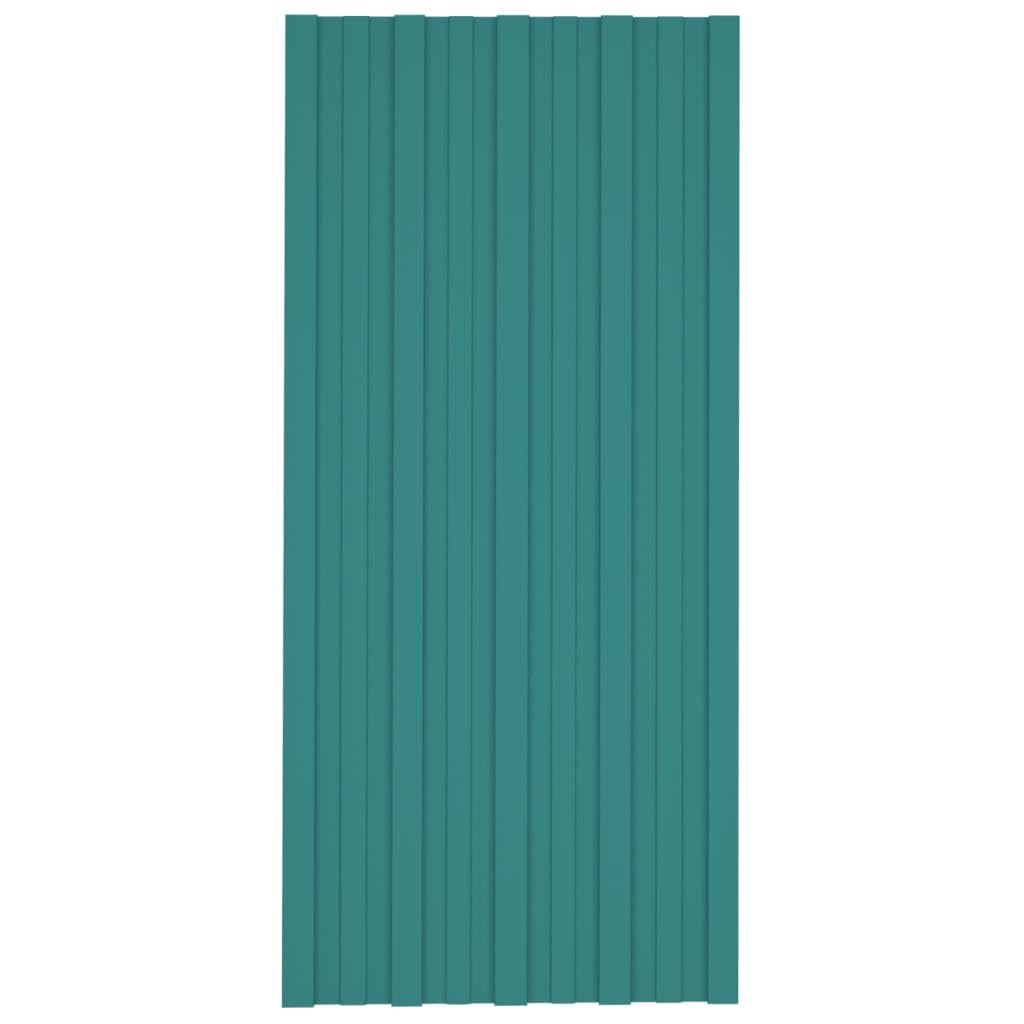 vidaXL 36x Panel para Tejado Plancha Lámina de Techo para Garaje Caseta Placa Cobertizos Establos Casas Móviles Acero Galvanizado Verde 100x45 cm