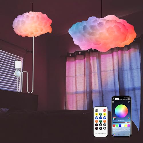Image of 3D Big Cloud LED Light Kit with Music Sync by Remote & APP Control RGB Multicolor Changing Strip Lights, DIY-Free Cool Decor for Bedroom, Living Room, Kids & Adults. (2 Set)