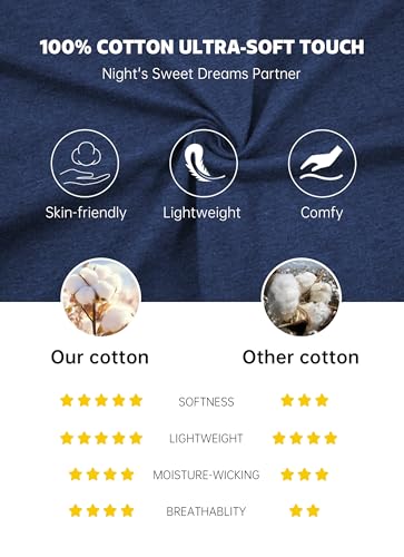 EA'S SECRET Mens Pajamas Set 100% Cotton Soft Button Pajamas for Men Short Sleeve Sleepwear 2 Piece Lounge Pjs Sets2