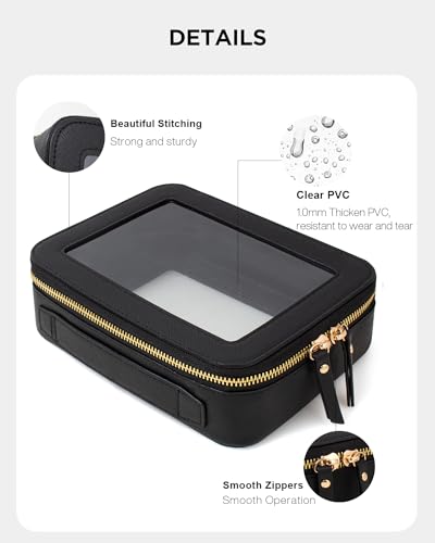 KOTORA Small Makeup Bag for Purse Cute Travel Makeup Bag Clear Cosmetic Bag with Zipper, Car Make Up Bag Organizer Storage Traveling Car Accessories Travel Essentials for Women (Black)3