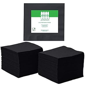 2 Ply Black-200ct Perfect Stix 2 Ply Beverage Black Napkin-200 Paper Cocktail Beverage Napkin Black, 9.5″ x 9.5″ (Pack of 200)