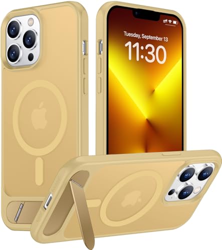Image of Magnetic Compatible with iPhone 13 Pro Max Case, [Built-in Invisible Kickstand][Compatible with MagSafe][Military Grade Shockproof] Slim Translucent Matte Phone Case for iPhone 13 Pro Max 6.7 inch
