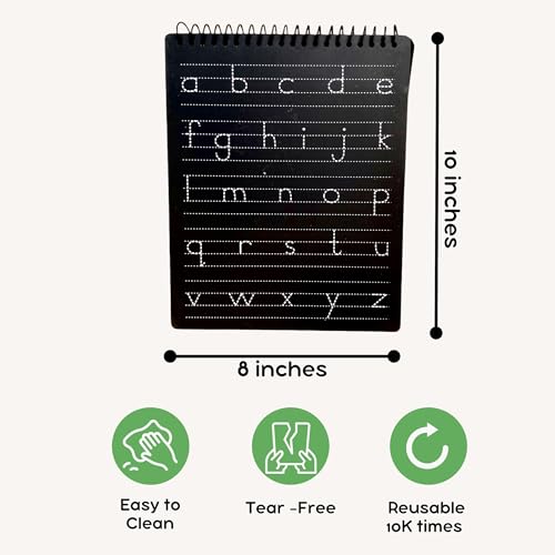 Image of Berrybee 8-in-1 Montessori Inspired English Pre-Writing Board for Kids 2-6 Years | Reusable Alphabet, Vowels, Consonants & Pattern Tracing Board | Early Learning Handwriting Practice Toy
