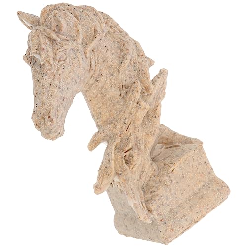 Garneck Horse Statue Horse Bust Sculpture Animal Statue Resin Horse Sculpture Crafts Modern Home Office Decoration Sandstone - Image 4
