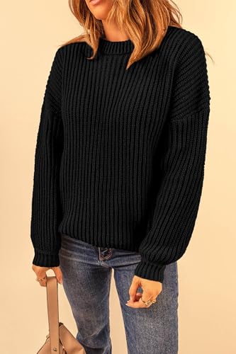 PRETTYGARDEN Fall Sweaters for Women 2025 Fashion Long Sleeve Casual Ribbed Knit Winter Clothes Pullover Jumper Tops