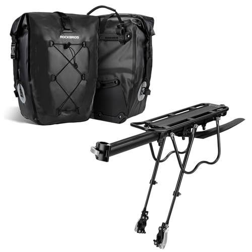 ROCKBROS Porte-Bagages Vélo Arrière et Sacoche 25L-32L Bundle de Cyclotourisme