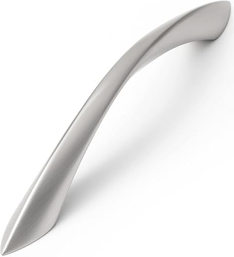 JIASENBAO Paquete de 2 tiradores de gabinete de níquel cepillado de 5 pulgadas, manijas plateadas retorcidas con arco de 5 pulgadas, para cajón,