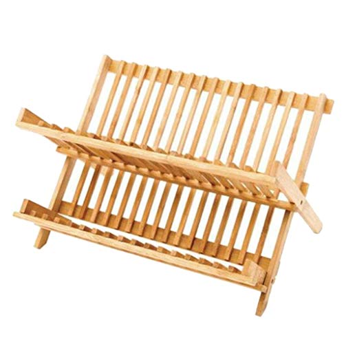 Escurreplatos plegable de madera para camping, jardín y actividades al aire libre 2