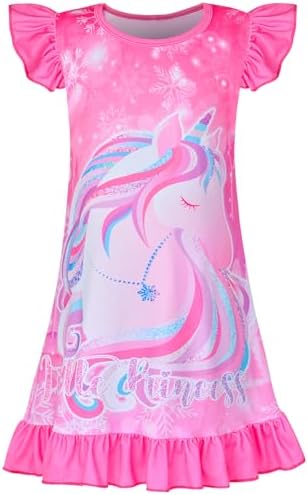Sylfairy Girls Nightgowns, Unicorn Nightgown Princess Pajama Dresses for Girls Sleepwear Nightie